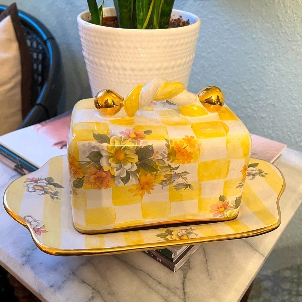 MACKENZIE CHILDS Honeymoon Lemon Curd Collection Butter House Dish RETIRED